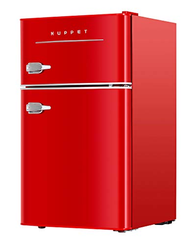 KUPPET Retro Mini Refrigerator 2-Door Compact...