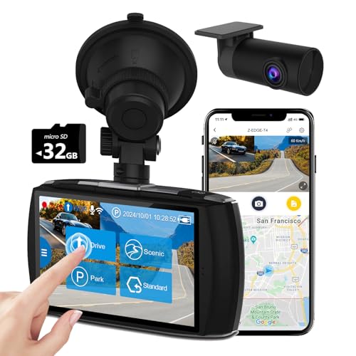 Z-Edge T4 Dash Cam Front and Rear, 4K Dual Dash...