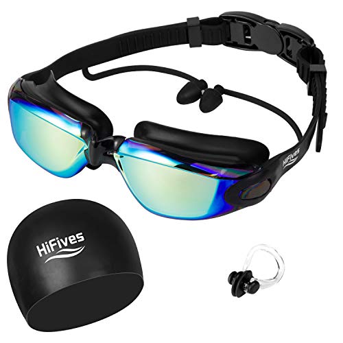 Swim Goggles with Cap, HiFives 4 in 1 Adult...