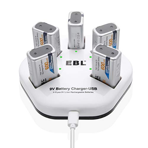 EBL 9V Rechargeable Batteries Lithium ion 9V...
