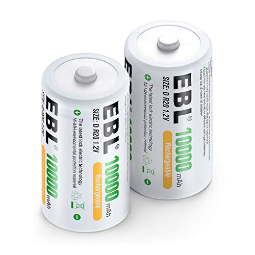 EBL D Size Rechargeable Batteries D Cell 10000mah...