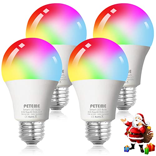 Peteme Smart WiFi Alexa Light Bulb, Led RGB Color...