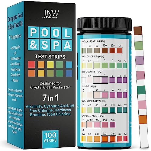 7-Way Pool Test Strips, 100 Quick & Accurate Pool...