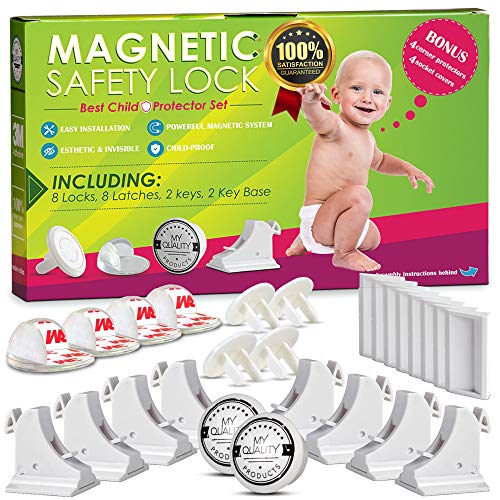 Invisible Magnetic Cabinet Locks Child Safety Kit,...