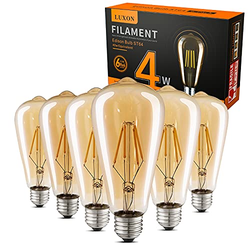 LUXON LED Edison Bulbs Dimmable Amber Glass Warm...