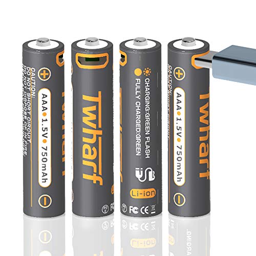 Twharf Rechargeable Lithium AAA Batteries, 1.5V...