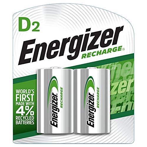 Energizer Rechargeable D Batteries, NiMH, 2500...