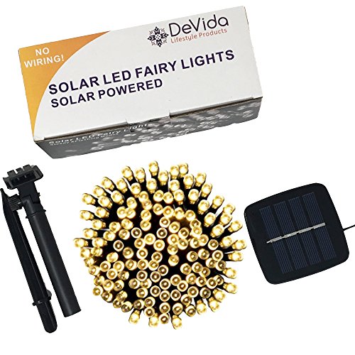 DeVida Solar String Lights 120 Warm White LED,...