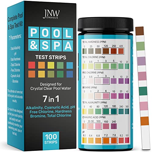 7-Way Pool Test Strips, 100 Quick & Accurate Pool...