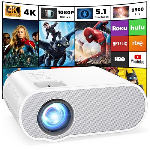 HOMPOW Projector, Native 1080P Full HD Bluetooth...