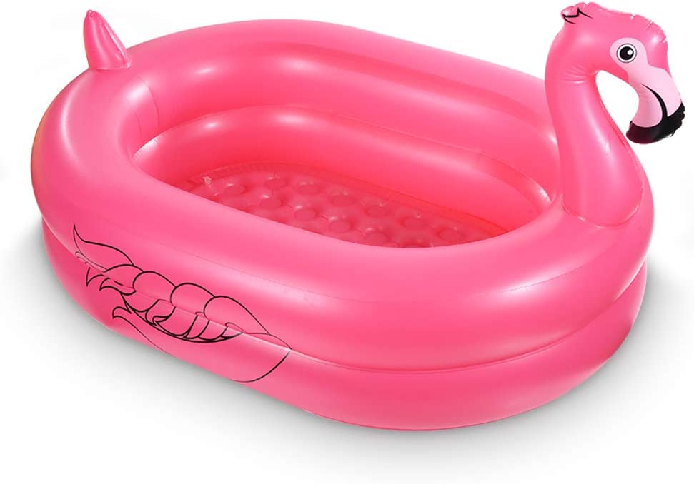 Kiddie Pool, Inflatable Pool, Flamingo Swimming Pool with Inflatable Soft Floor